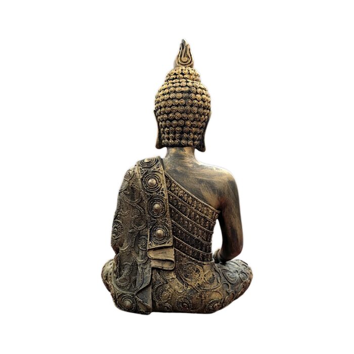 Side view of Meditating Buddha Statue Golden Black