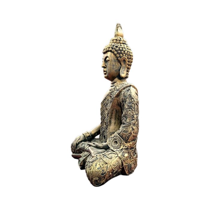 Side view of Meditating Buddha Statue Golden Black
