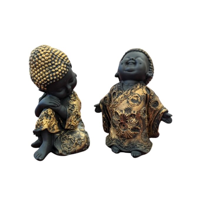 Baby Buddha Statue set - Golden Antique