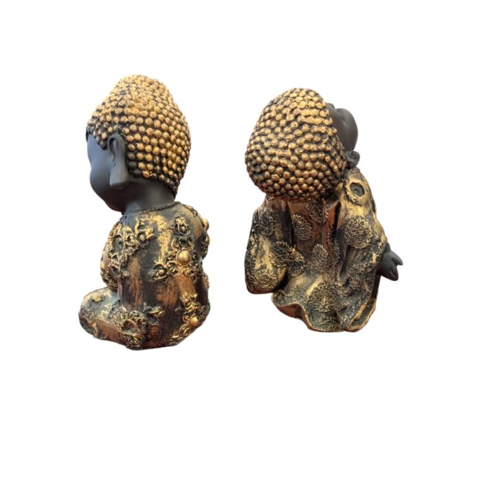Baby Buddha Statue set - Golden Antique