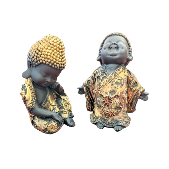 Baby Buddha Statue set - Golden Antique