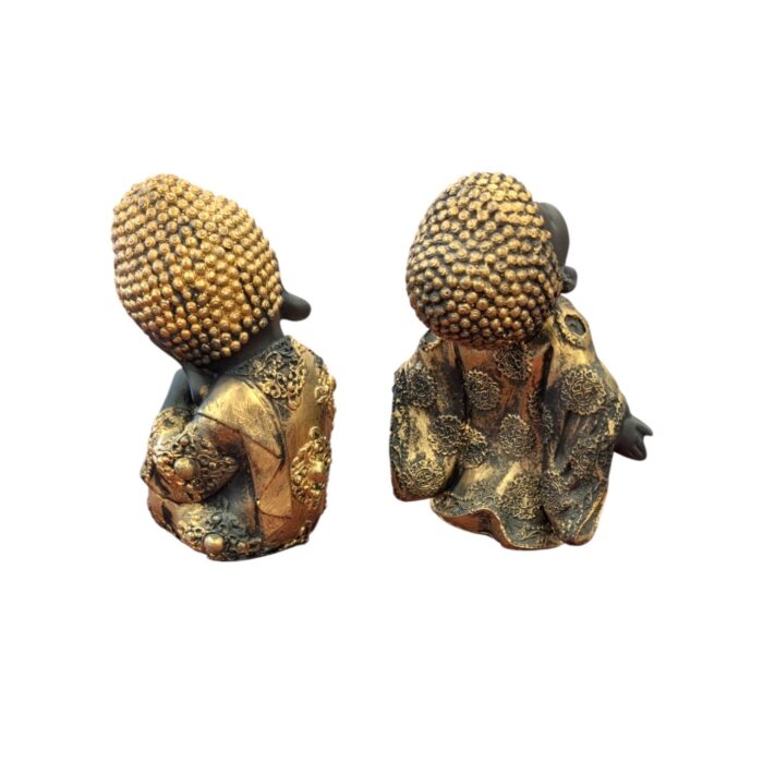 Baby Buddha Statue set - Golden Antique