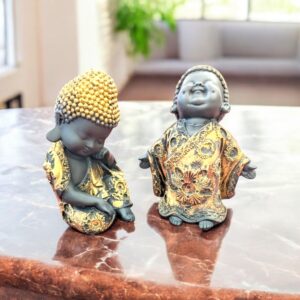 Baby Buddha Statue set - Golden Antique