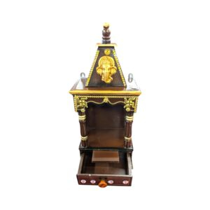 Small Wooden home Temple - Dark Brown with drawer