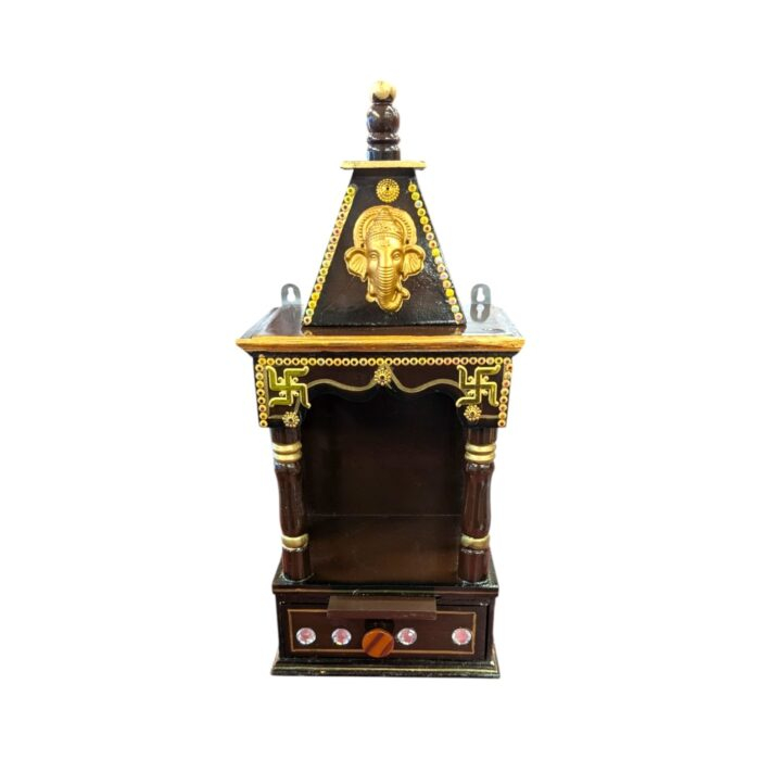 Wall Mountable Small Wooden home Temple - Dark Brown