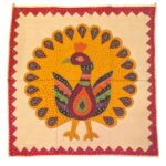 Cotton Tapestry Peacock Vintage Embroidery - Orange