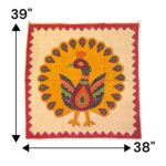 Cotton Tapestry Peacock Vintage Embroidery - Orange - Image 3