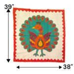 Cotton Tapestry Peacock Vintage Embroidery - Green - Image 3