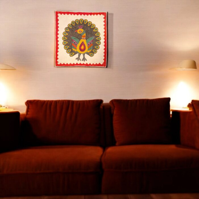 Cotton Tapestry Peacock Vintage Embroidery - Lite brown - Image 2