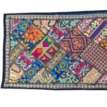 Patchwork Indian table runner - Navy Blue - Image 3