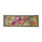 Patchwork Indian table runner - Green - Image 2
