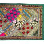 Patchwork Indian table runner - Green - Image 4