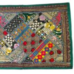 Patchwork Indian table runner - Green - Image 3
