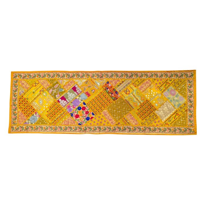 Patchwork Indian table runner - Yellow - Image 2