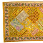 Patchwork Indian table runner - Yellow - Image 3