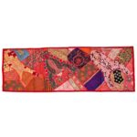 Patchwork Indian table runner - Red - Image 2