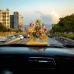 Sherawali car idol - Metal - Hand painted