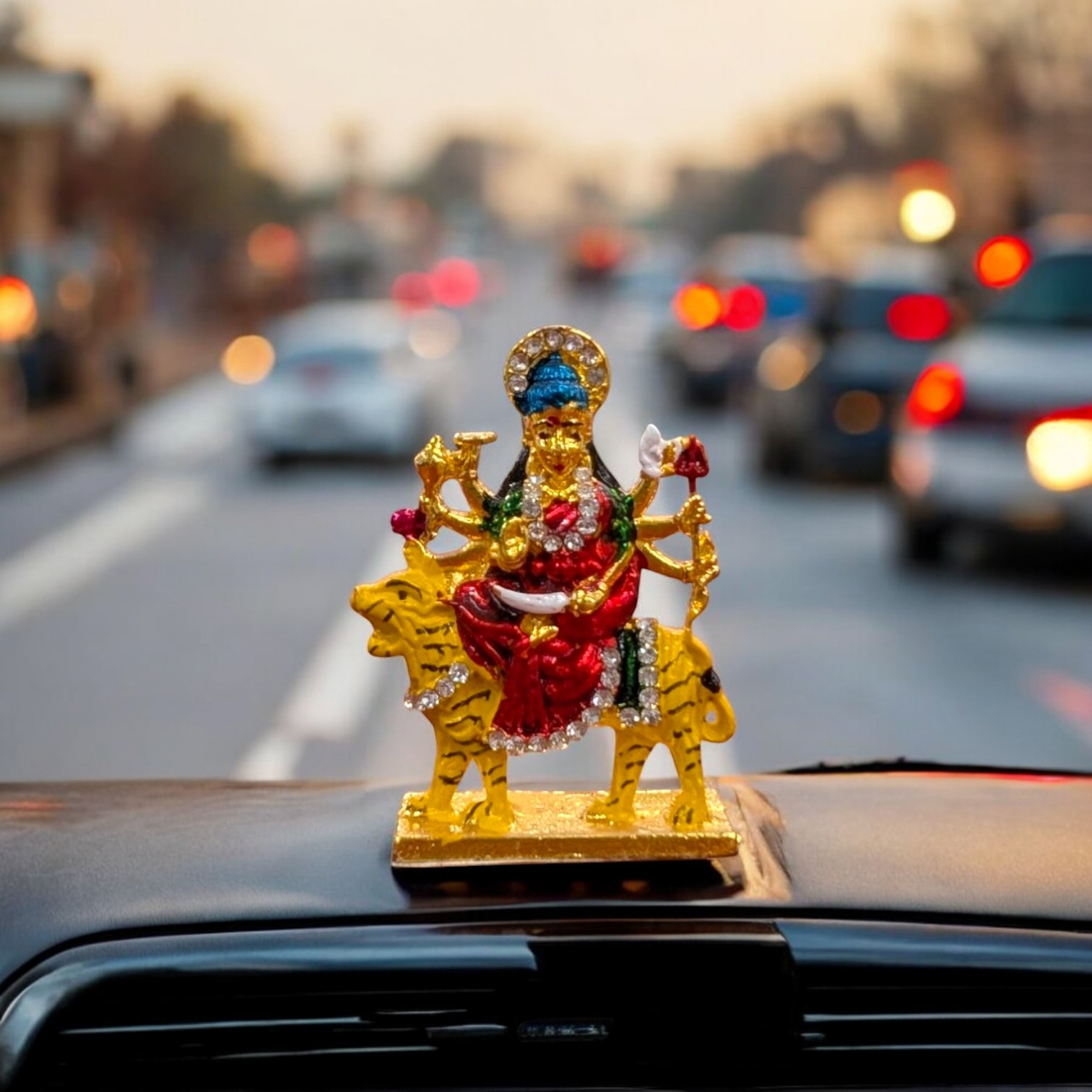 Sherawali car dashboard idol - Metal - Small Sherawali car dashboard idol - Metal - Small