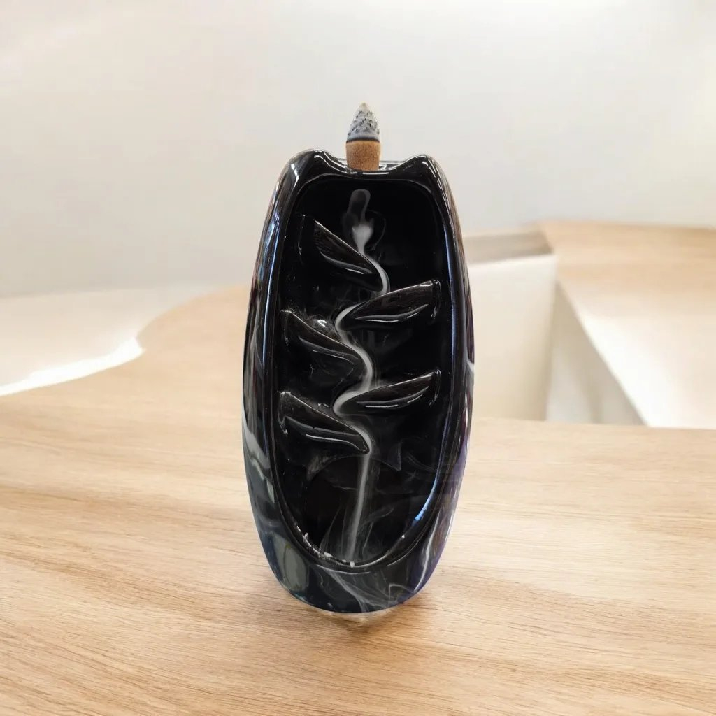 Backflow incense burner waterfall - Black | Backflow incense cone holder Backflow incense burner waterfall - Black | Backflow incense cone holder