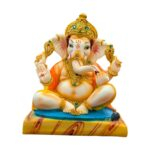 Ganesha Idol - 6 inch | Marble Finish Polystone | Perfect for Home Mandir
