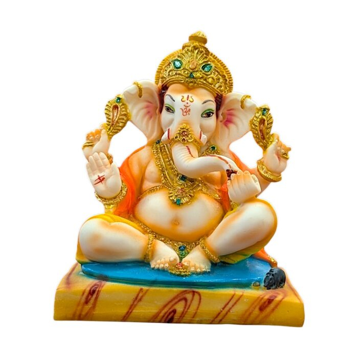 Ganesha Idol - 6 inch | Marble Finish Polystone | Perfect for Home Mandir