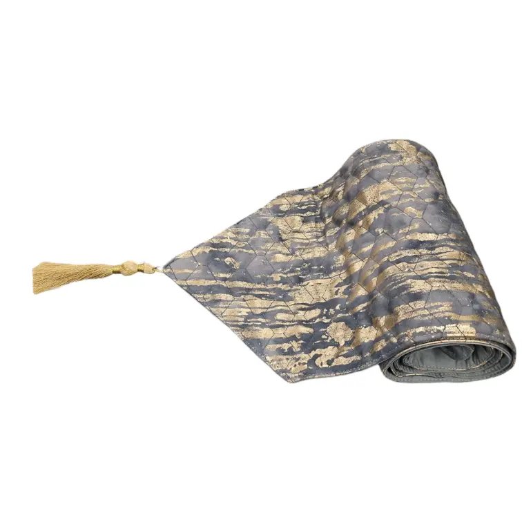 Luxurious Table runner | Padded with Grey and Gold hues