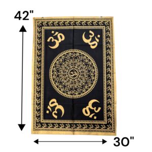 Dimensions of the Om Tapestry - Black with Gold