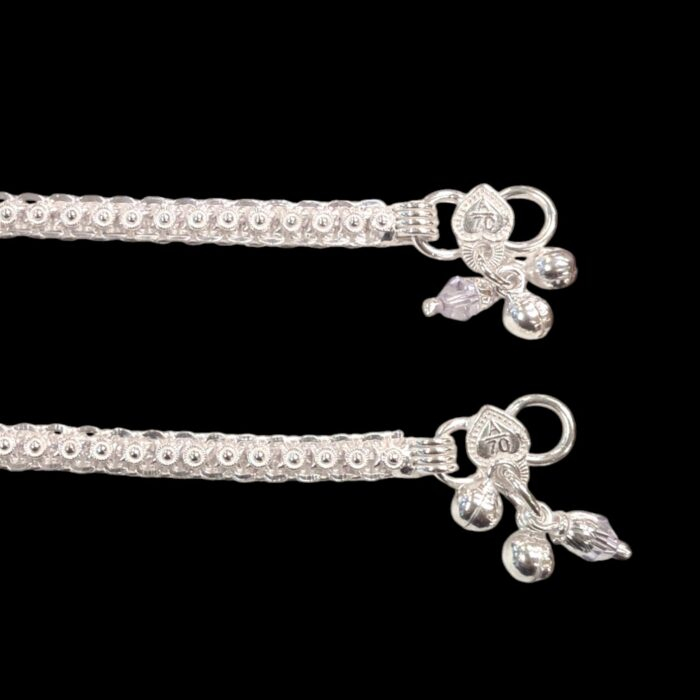 Pair of pure silver anklets - 6 inch | Chandi ki payal for Baby