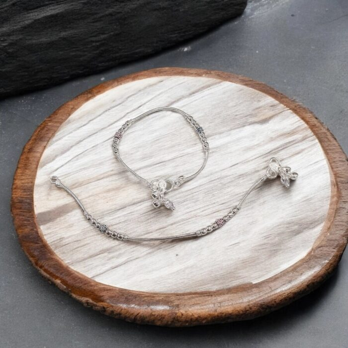 Pair of Pure Silver anklets - 7.5 inch