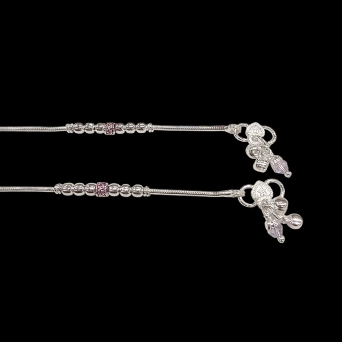 Pair of Pure Silver anklets - 7.5 inch for Kids