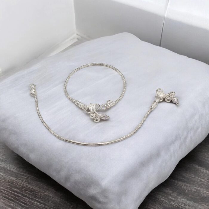 Pair of Pure Silver anklets - 7.5 inch | Anklets for Girl