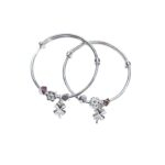 Small Silver Charm Bracelet - Flower | Pair of bracelet