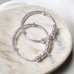 Small Silver Charm Bracelet - Feather | Pair of bracelet