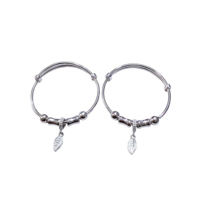 Small Silver Charm Bracelet - Feather | Pair of bracelet