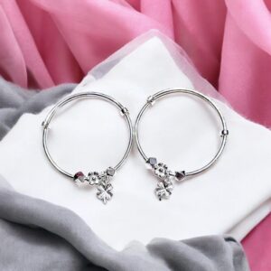 Small Silver Charm Bracelet - Flower | Pair of bracelet