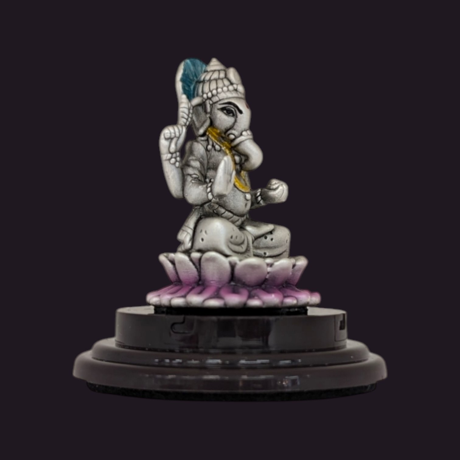 Side View of Pure silver Ganesha Idol