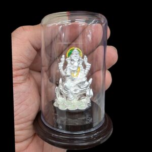 999 Pure silver Ganesha Idol on Lotus | Ganpati Car Dashboard Statue