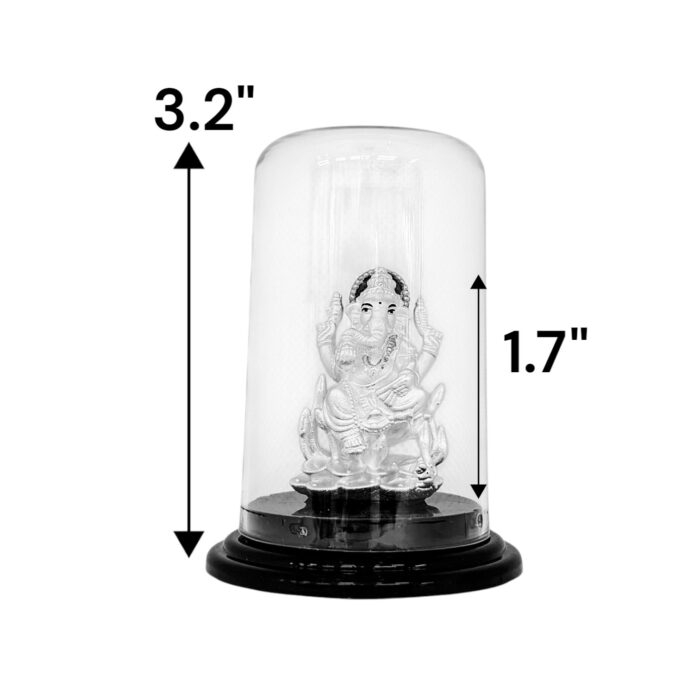 Dimensions of the 999 Pure silver Ganesha Idol on Lotus | Ganpati Car Dashboard Statue