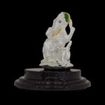 Side view of Pure silver Ganesha Idol on Lotus | Ganpati Car Dashboard Statue