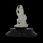 Side view of Pure silver Ganesha Idol on Lotus | Ganpati Car Dashboard Statue