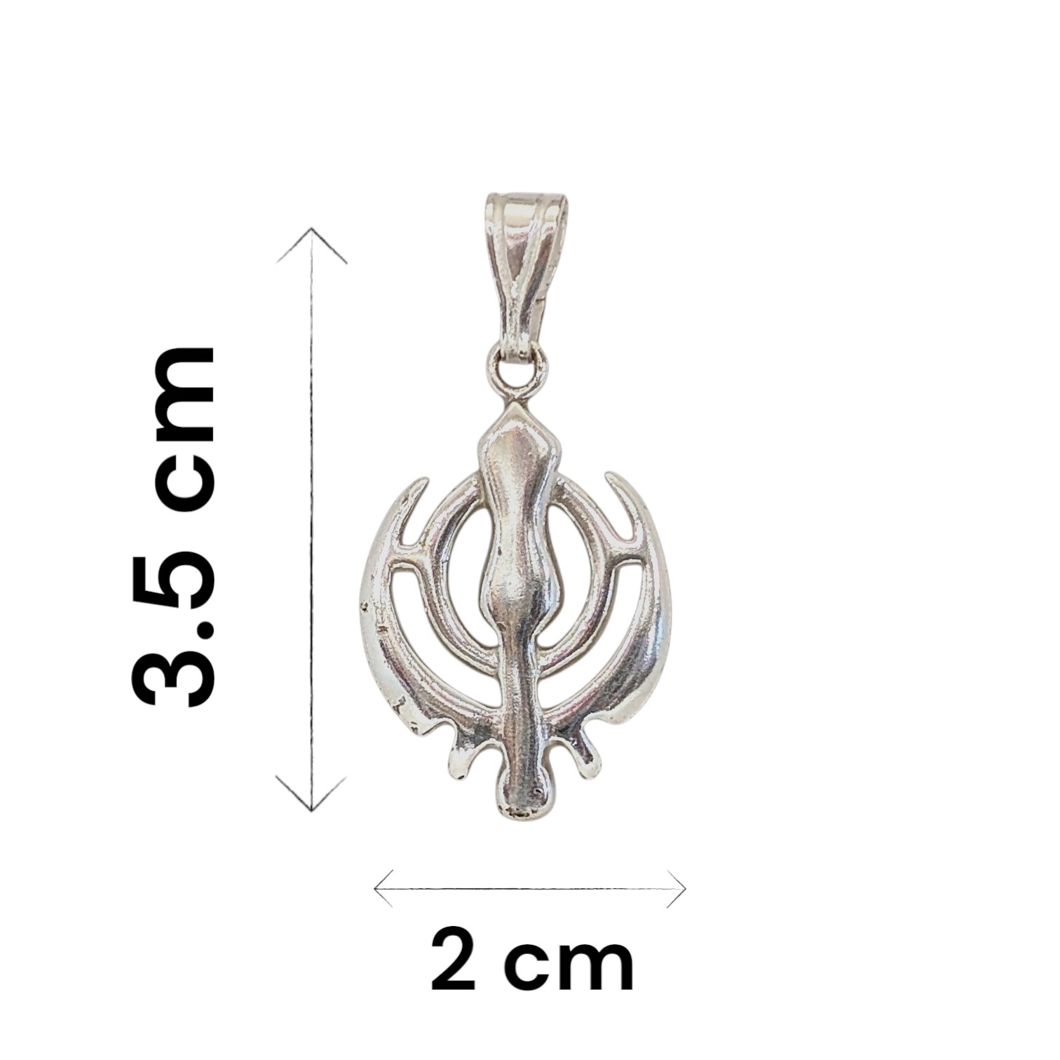 Dimensions of Pure Silver Khanda pendant