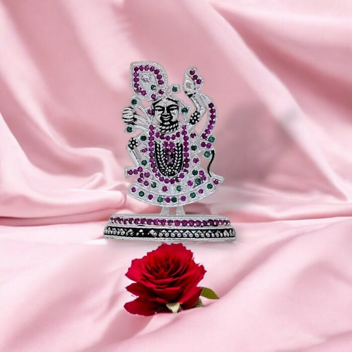 Pure Silver Krishna Idol with embedded stones | Dazzle Series for Gift