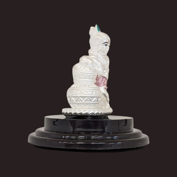 Side view of Pure silver Baby Krishna idol | Silver Laddu Gopal