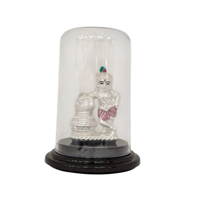 Clear Dome Pure silver Baby Krishna idol | Silver Laddu Gopal