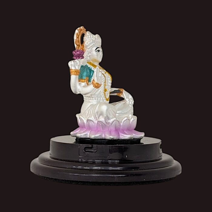 Side view of Pure silver Lakshmi idol