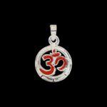 Pure Silver Om Pendant - Red | 925 Sterling Silver