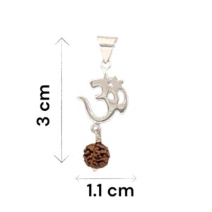 Dimensions of Om with rudraksha silver pendant | 925 sterling silver