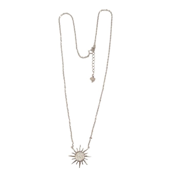 Pure Silver Sun shape Pendant with Chain | 925 Sterling Silver Necklace