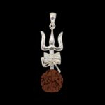 Pure Silver Trishul with Rudraksha Pendant | 925 Sterling Silver