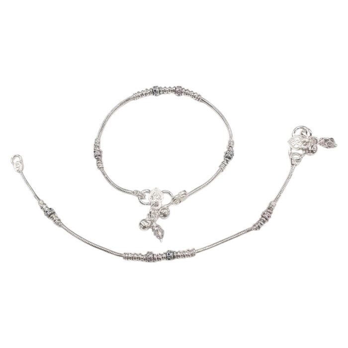 Pair of Pure Silver anklets - 7.5 inch